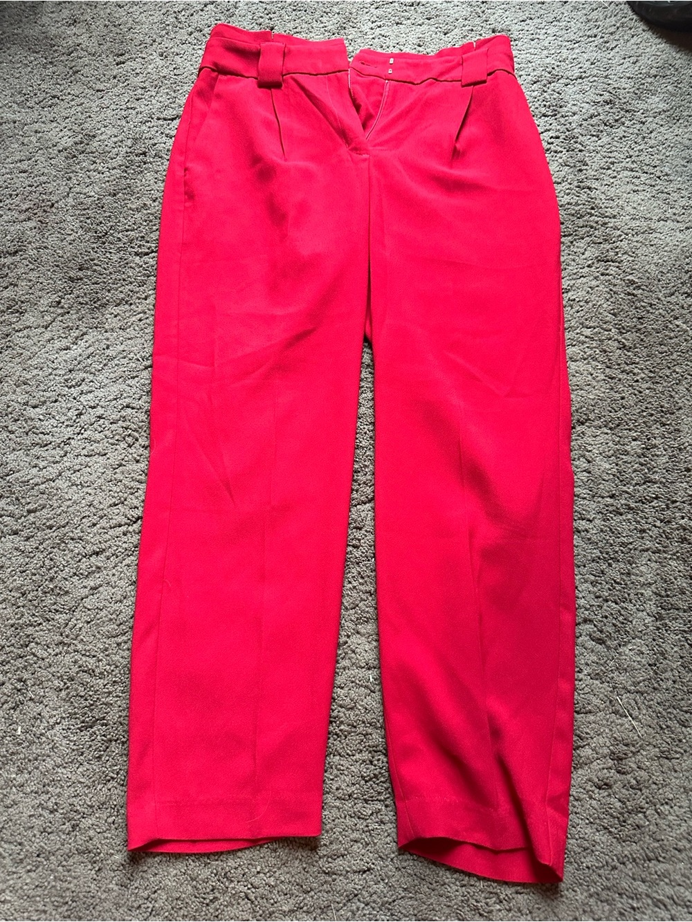 Express Straight-Leg High-Waist Trousers in Bright Red